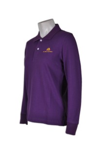 P482 長袖團體polo衫 設計選擇 繡花Logo款式polo衫 polo衫公司 polo衫廠家    紫色